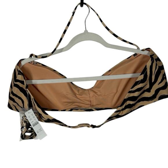 J. Crew NWT Bandeau Bikini Swim Top in Zebra Stripe Beige Brown Size 3X - Picture 8 of 13